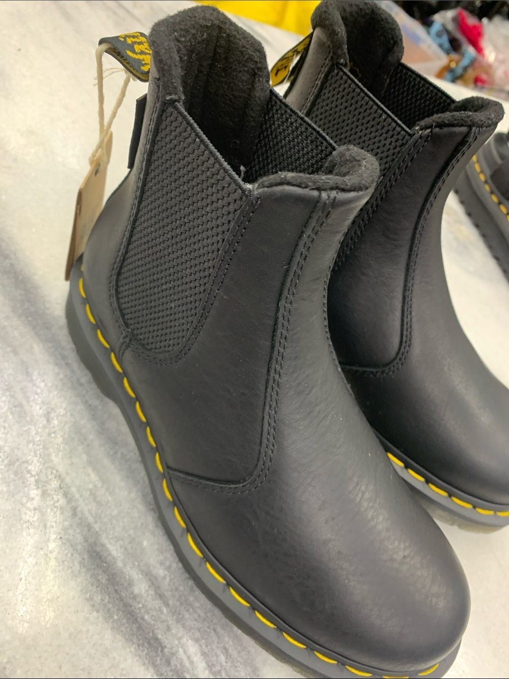 Dr. Martens Black Boot with Yellow Accent Stitching